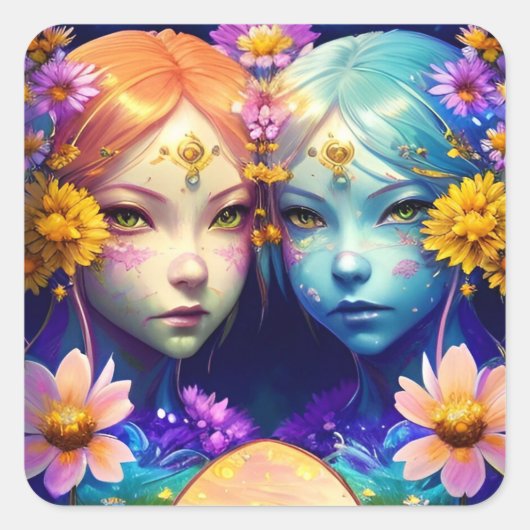 ジェミニ〔占星術の〕十二宮図標識 スクエアシール (正面)