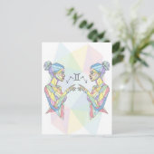 ジェミニ〔占星術の〕十二宮図標識 ポストカード (スタンド正面)