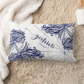 ジェミニ(占星術の)十二宮図海軍及び金ゴールドの占星術のDécorの枕 ランバークッション (ブランケット)