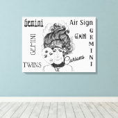 ジェミニ〔占星術の〕十二宮図記号と記号 キャンバスプリント (インサイチュ (ウッドフロア))