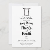ジェミニ〔占星術の〕十二宮図5月6月星占いベビーシャワー 招待状 (正面)