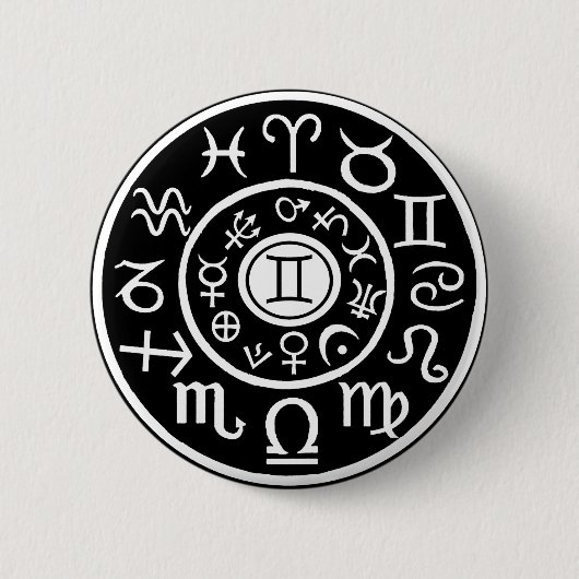 ジェミニ〔占星術の〕十二宮図 缶バッジ (正面)
