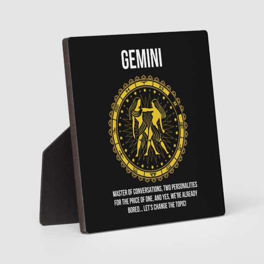 ジェミニ – 占星術、おもしろい〔占星術の〕十二宮図サインユーモア フォトプラーク (正面)