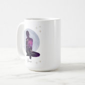 ジェミニ 女性 星座デザイン ブルー パープル コーヒーマグカップ (正面左)