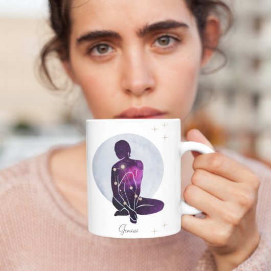 ジェミニ 女性 星座デザイン ブルー パープル コーヒーマグカップ