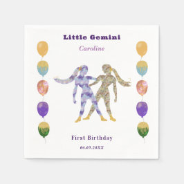 ジェミニ 星座 1歳の誕生日バルーン & アート スタンダードカクテルナプキン