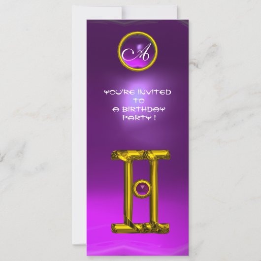 ジェミニALEXANDRITEモノグラム、アメジストブライトイエロー 招待状 (正面)