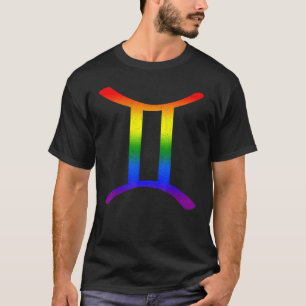 ジェミニLGBT〔占星術の〕十二宮図サインLGBTレインボープライドゲイ Tシャツ