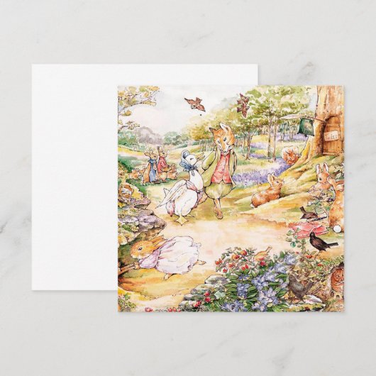 ジェミマ・プッデルダックがフォックスさんと散歩する 招待状 (正面/裏面)