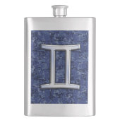 ジェミモダンニ〔占星術の〕十二宮図サインネイビーブルーデジタル迷彩柄 フラスク (正面)