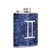 ジェミモダンニ〔占星術の〕十二宮図サインネイビーブルーデジタル迷彩柄 フラスク (右)