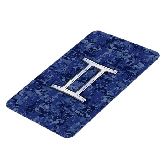 ジェミモダンニ〔占星術の〕十二宮図サインネイビーブルーデジタル迷彩柄 マグネット (左側)