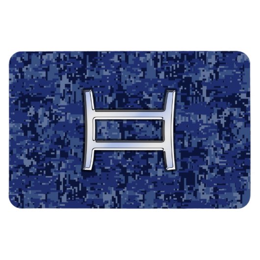 ジェミモダンニ〔占星術の〕十二宮図サインネイビーブルーデジタル迷彩柄 マグネット (横)