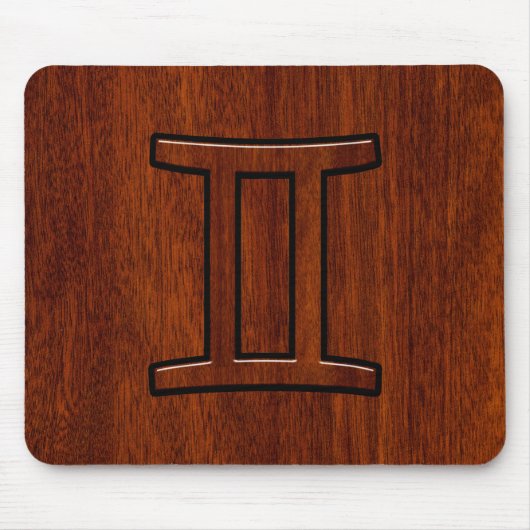 ジェミモダンニ〔占星術の〕十二宮図プリントのようなマホガニー マウスパッド (正面)
