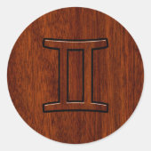 ジェミモダンニ〔占星術の〕十二宮図プリントのようなマホガニー ラウンドシール (正面)