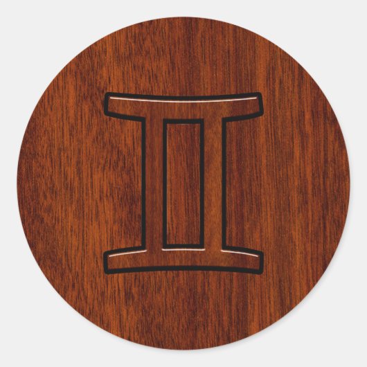 ジェミモダンニ〔占星術の〕十二宮図プリントのようなマホガニー ラウンドシール (正面)