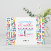 ジェムきらきら光るスきらきら光るストーンバルミツワー招待状 招待状 (スタンド正面)