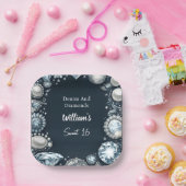 ジェムエレガントデニきらきら光るムとダイヤモンドを甘くする16 ペーパープレート (パーティー)