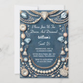 ジェムエレガントデニきらきら光るムアンドダイアモンズスウィート16 招待状 (正面)