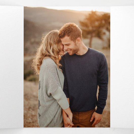 ジェムエレガントホワクラシックイトのホー結婚ト写真 三つ折り招待状 (内部中)