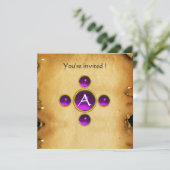 ジェムクロス1st聖餐式/《キリスト教》洗礼式や命名式紫 招待状 (スタンド正面)