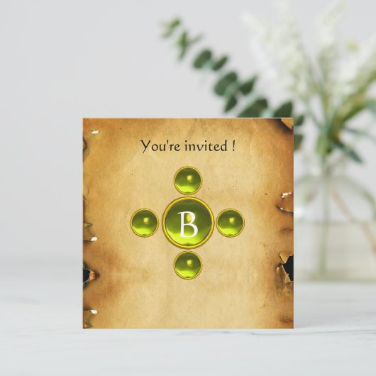 ジェムクロス1st聖餐式/《キリスト教》洗礼式や命名式黄 招待状 (スタンド正面)