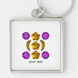 ジェムストーンアートパープルオレンジ キーホルダー