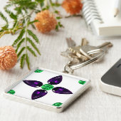 ジェムストーンアート、グリーンとパープルキーチェーン キーホルダー (側面)