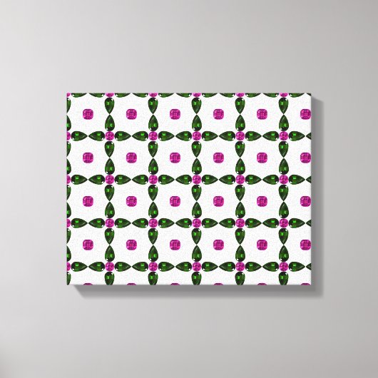 ジェムストーンアート、パープルグリーン キャンバスプリント (正面)