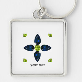 ジェムストーンアート（青と黄） キーホルダー