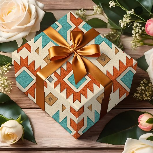 ジェムストーンインスパイア先住民アメリカスタイル部族館 ラッピングペーパー