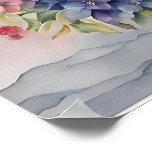 ジェムストーンエレガンス鮮やかウォーターカラーフローラマスター ポスター (角)