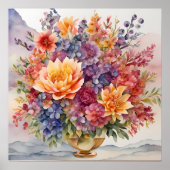 ジェムストーンエレガンス鮮やかウォーターカラーフローラマスター ポスター (正面)