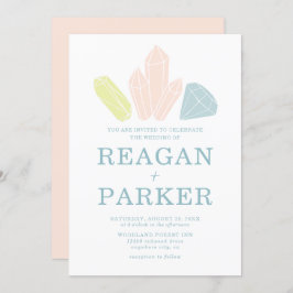 ジェムストーンズエレガント赤面ピンクパステル結婚ズ 招待状