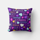ジェムストーンズハート名前をカスタムするカラフルジアナ クッション (正面)