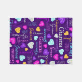 ジェムストーンズハート名前をカスタムするカラフルジアナ フリースブランケット (正面(横))