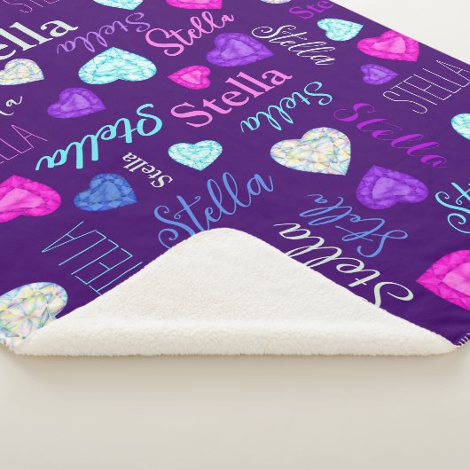 ジェムストーンズハート名前をカスタムするカラフルステラ シェルパブランケット (3/4)