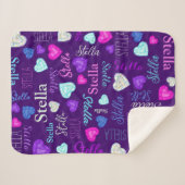ジェムストーンズハート名前をカスタムするカラフルステラ シェルパブランケット (正面(横))