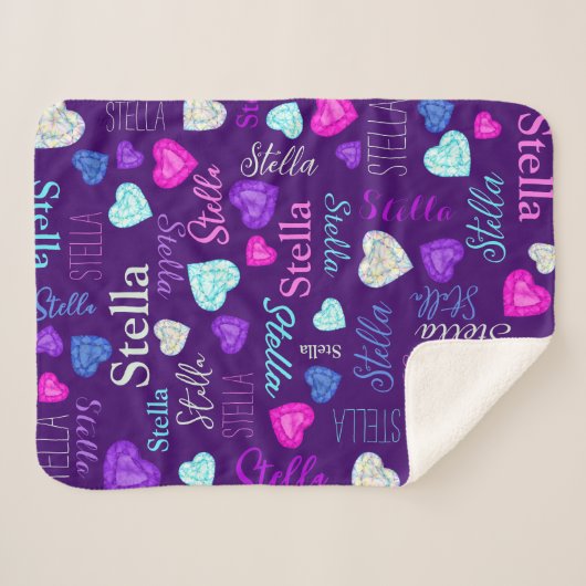 ジェムストーンズハート名前をカスタムするカラフルステラ シェルパブランケット (正面(横))