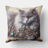 ジェムストーンズ付きロングヘアグレー絵を描キャット クッション (裏面)