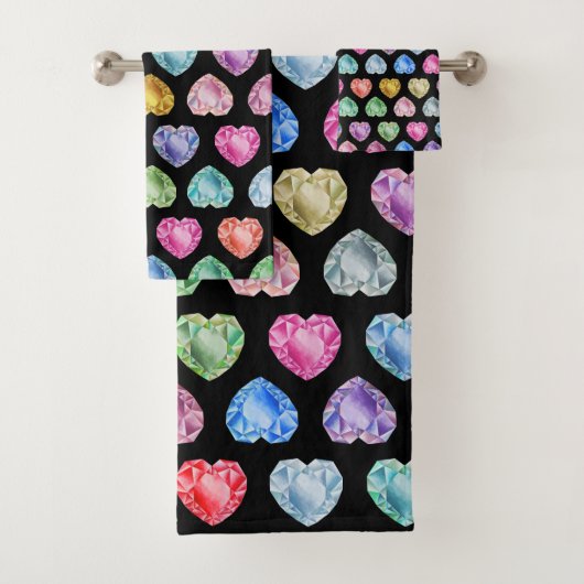 ジェムストーンダイアモンドハートかわいらしキュートパステルプリンセス バスタオルセット (インサイチュ)