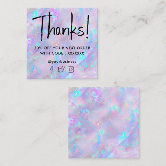 ジェムストーンパープルオパールテクスチャ割引カード スクエア名刺 (正面/裏面)