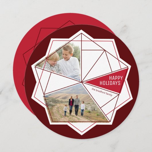 ジェムストーンファセット非伝統的ホリデーフォトカード シーズンカード (正面/裏面)