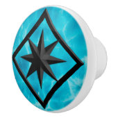 ジェムストーンブルーラリマー&ブラックオニックスオーナメント セラミックノブ (右)