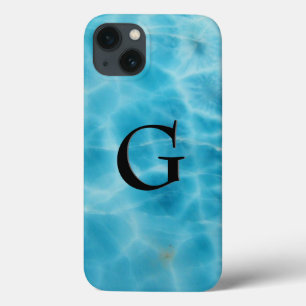 ジェムストーン柄ブルーラリマー&ブラックオニックス iPhone 13ケース
