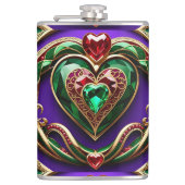 ジェムストーン金ゴールドフィリグリーハート&スネークラブビーナス フラスク (正面)