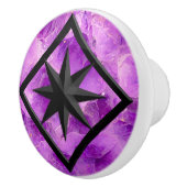 ジェムストーン、アメジスト&ブラックオニックスオーナメント セラミックノブ (右)