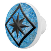 ジェムストーン、ブルーグラナイト&ブラックオニックスオーナメント セラミックノブ (右)