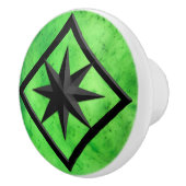 ジェムストーン、ライムグリーンジェード&ブラックオニックスオーナメント セラミックノブ (右)