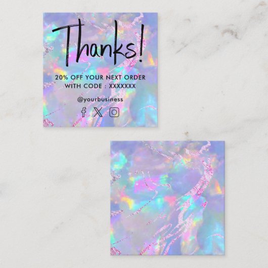 ジェムストーンopalテクスチャ割引カード スクエア名刺 (正面/裏面)